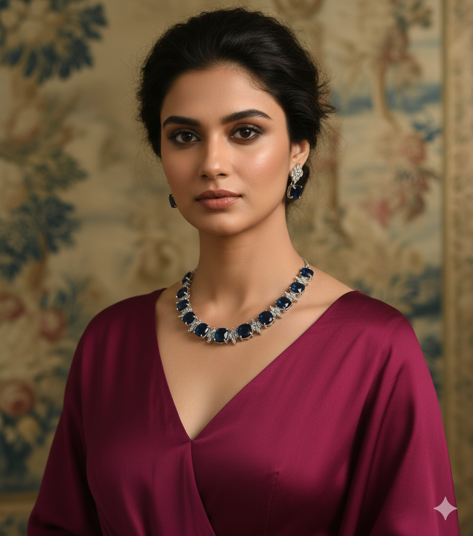 Isha Blue AD Necklace