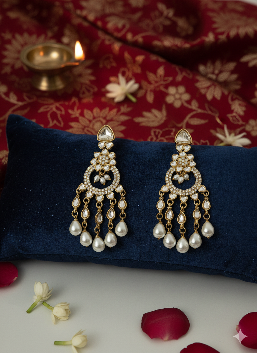 Zoya Kundan Pearl Chandbalis