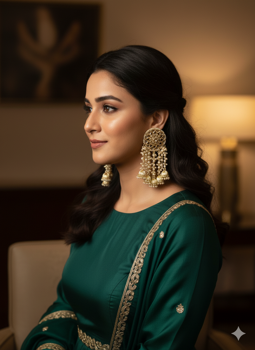 Gold Pearl Heeramandi Jhumke