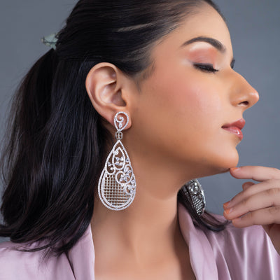 Crystal Lace Teardrop Earrings