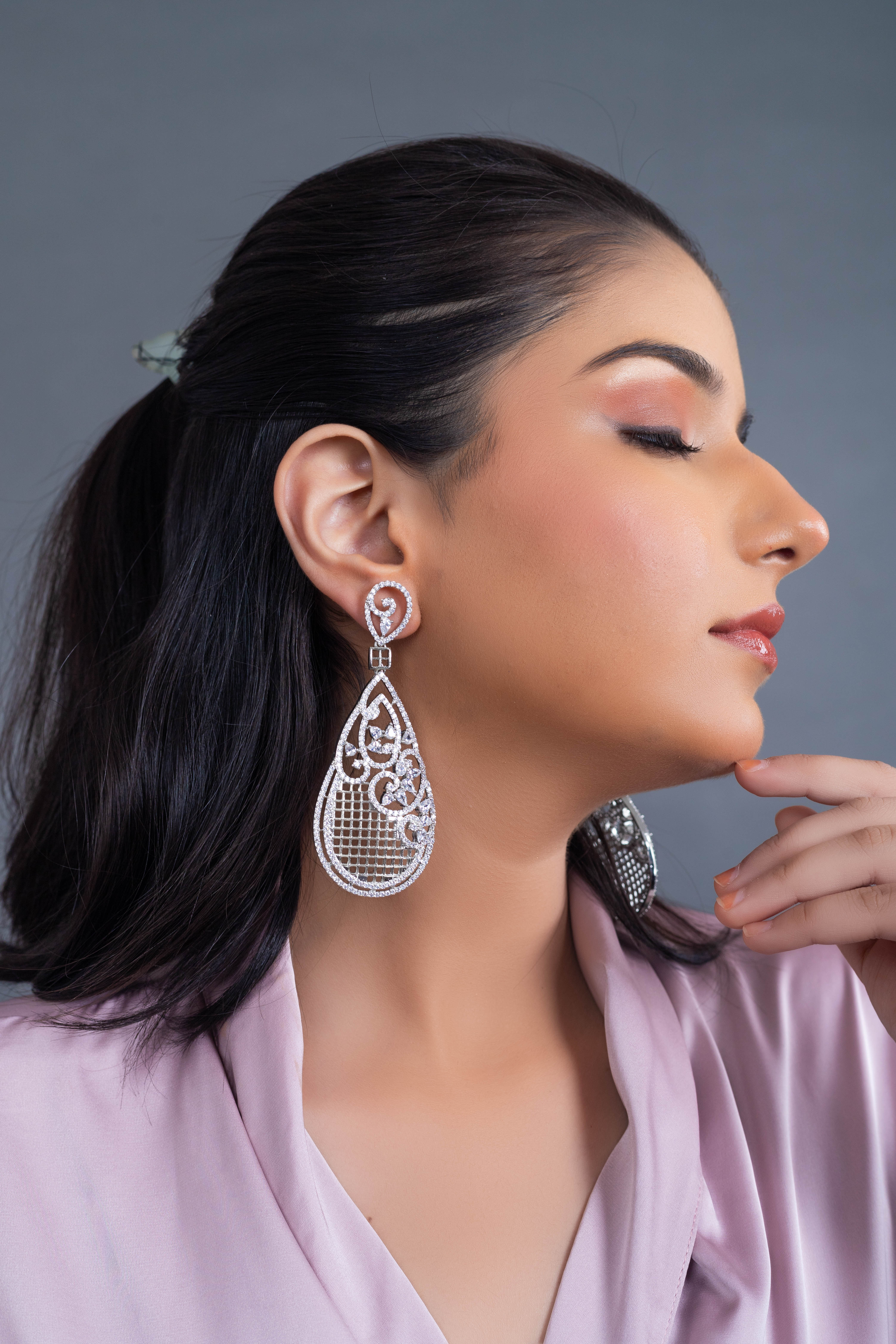 Crystal Lace Teardrop Earrings