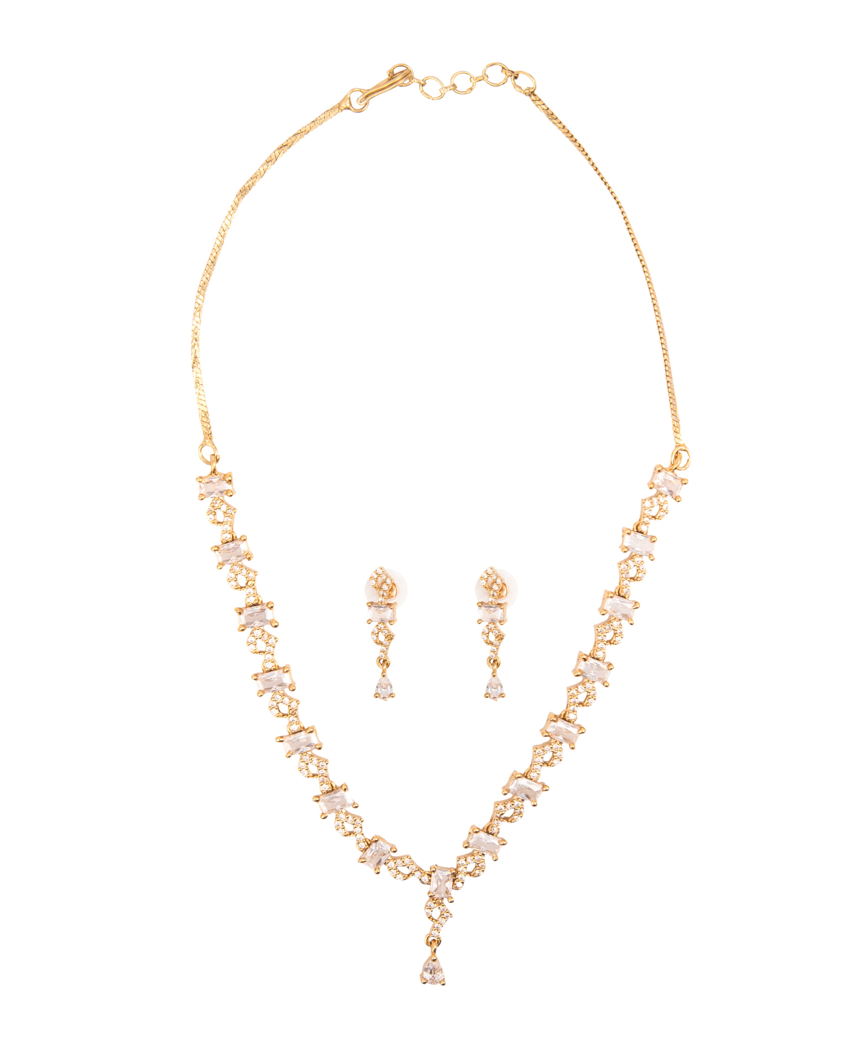 Zarash Dull Gold Cubic Zirconia Set