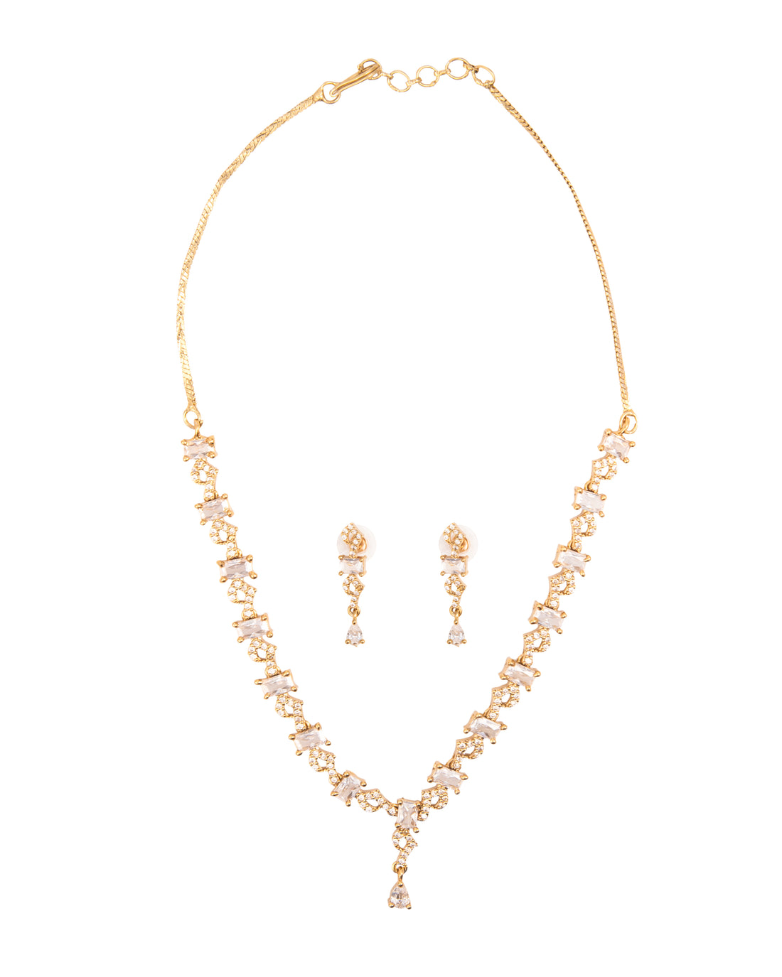 Zarash Dull Gold Cubic Zirconia Set