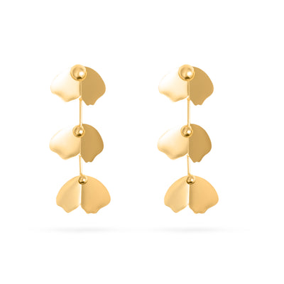 Petals Gold Korean Long Earrings