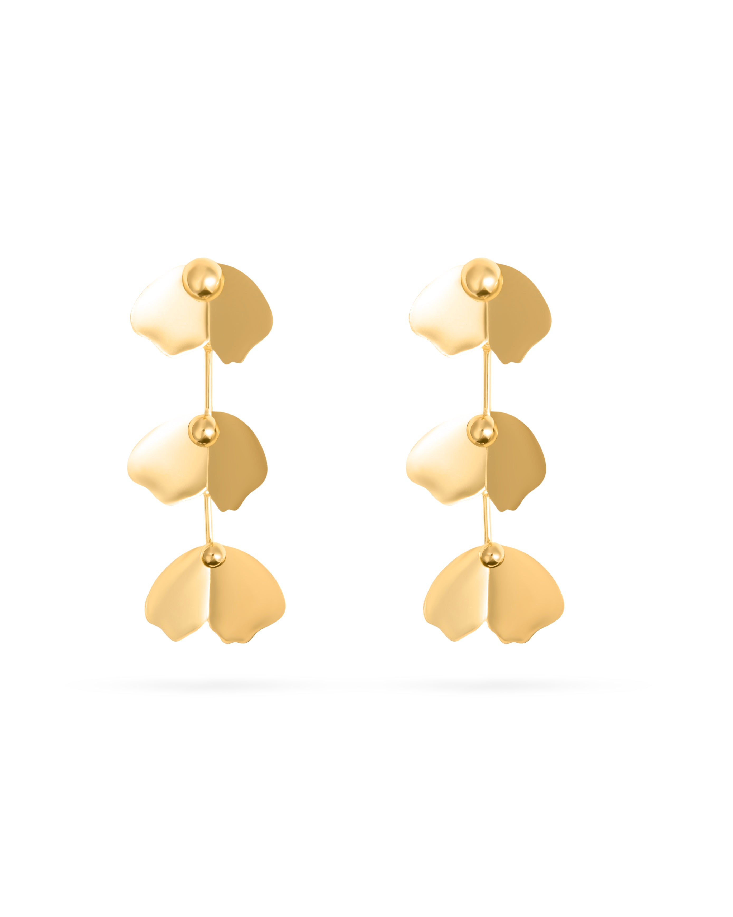 Petals Gold Korean Long Earrings