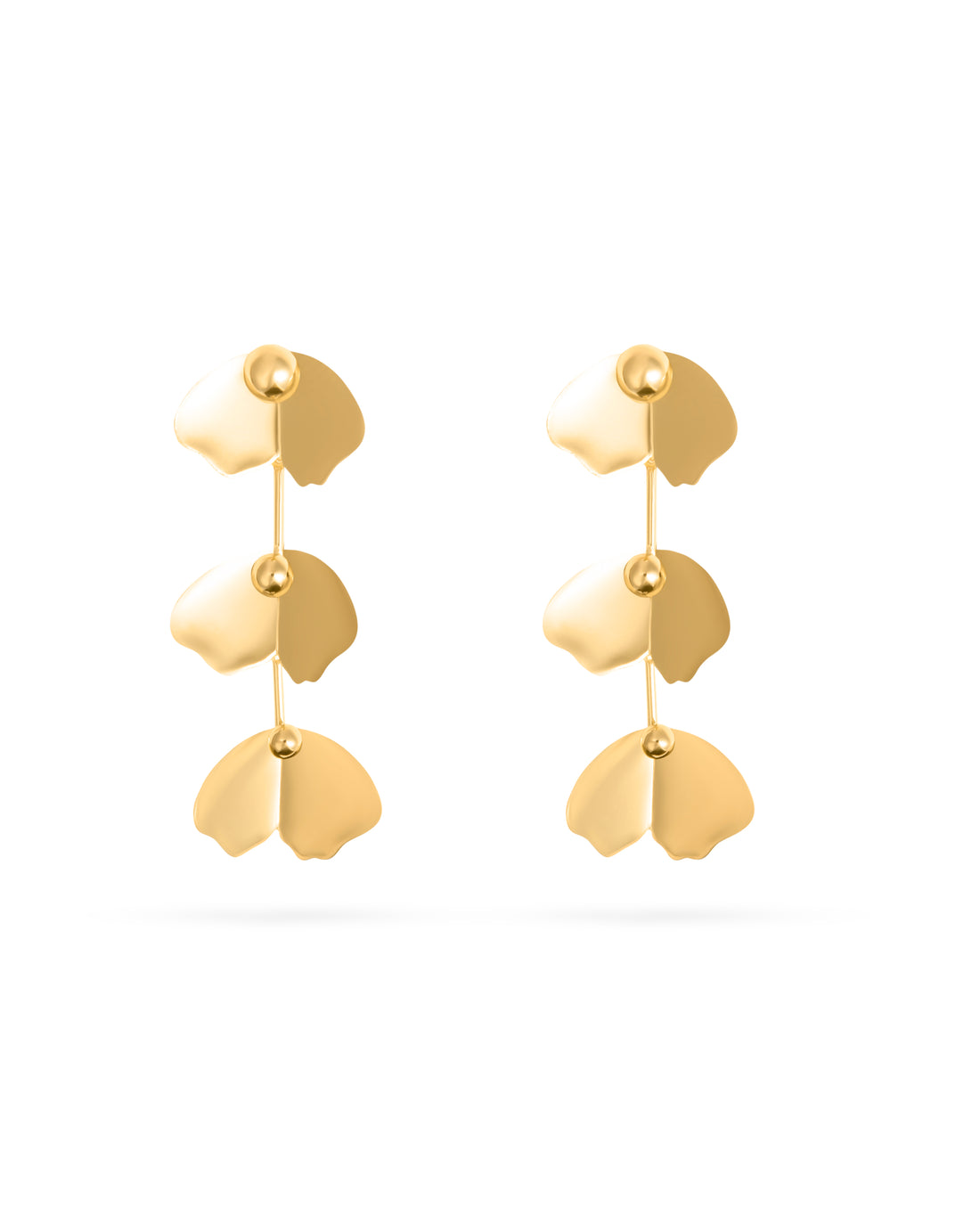 Petals Gold Korean Long Earrings
