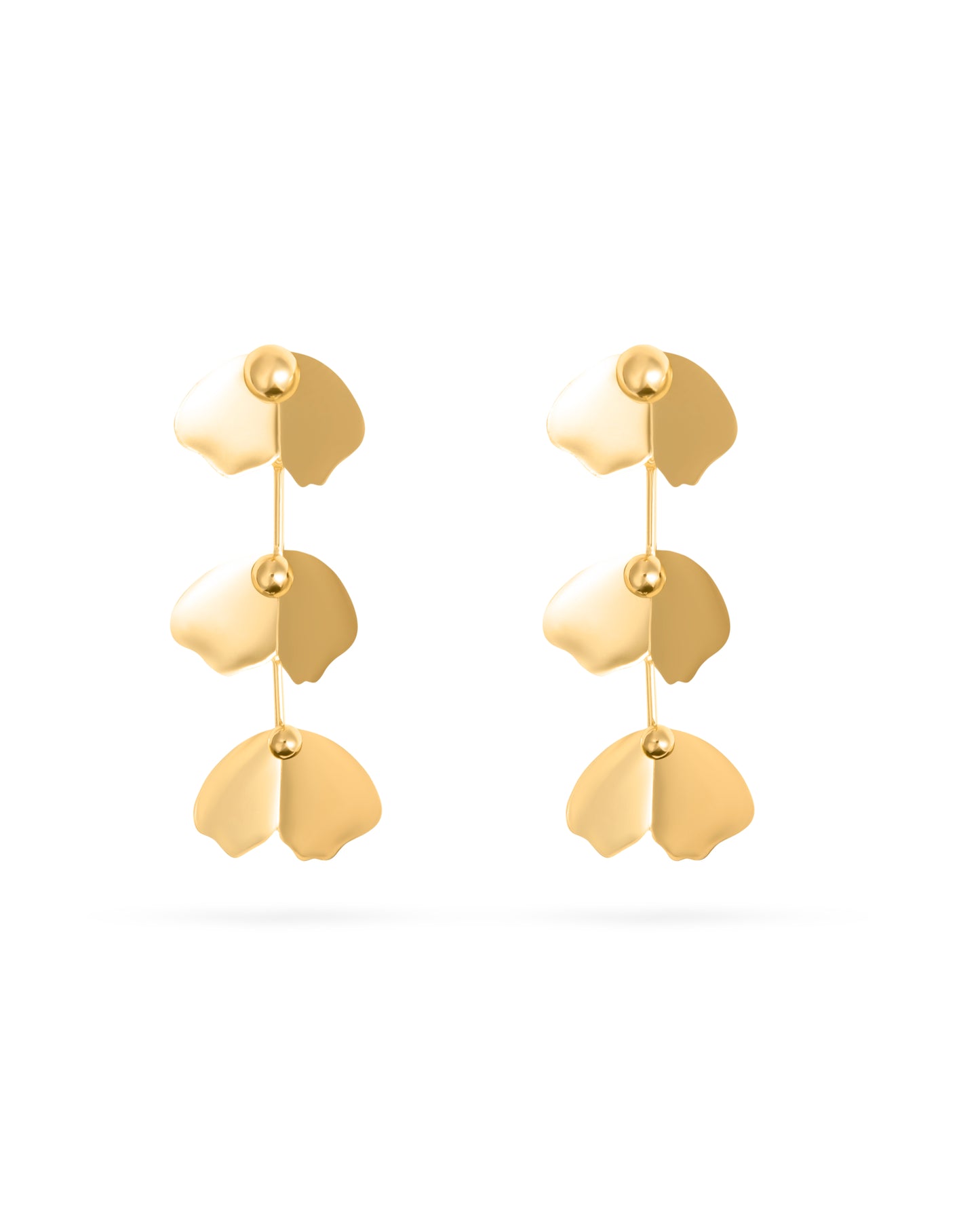 PETALS GOLD KOREAN LONG EARRINGS