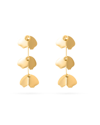 PETALS GOLD KOREAN LONG EARRINGS