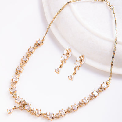 Zarash Dull Gold Cubic Zirconia Set