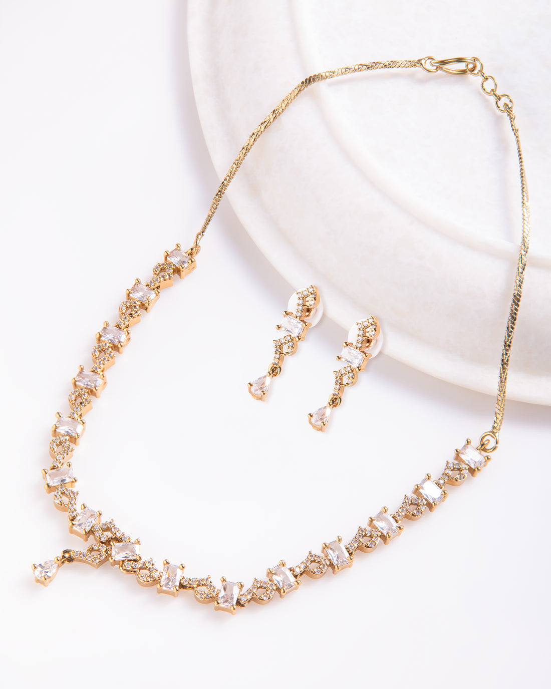 Zarash Dull Gold Cubic Zirconia Set