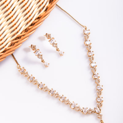 Zarash Dull Gold Cubic Zirconia Set