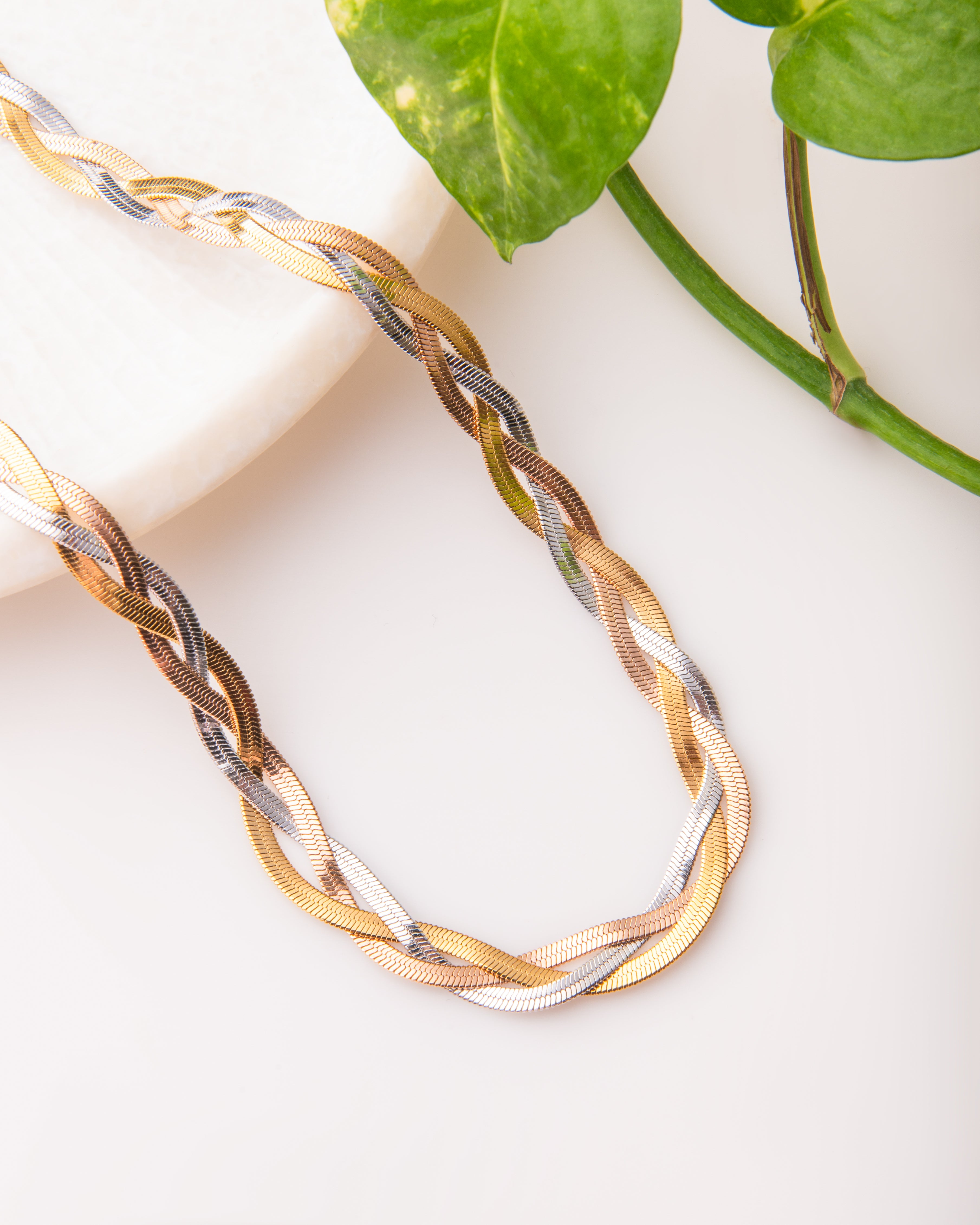 Three Tone Anti-tarnish Triple Layer Chain