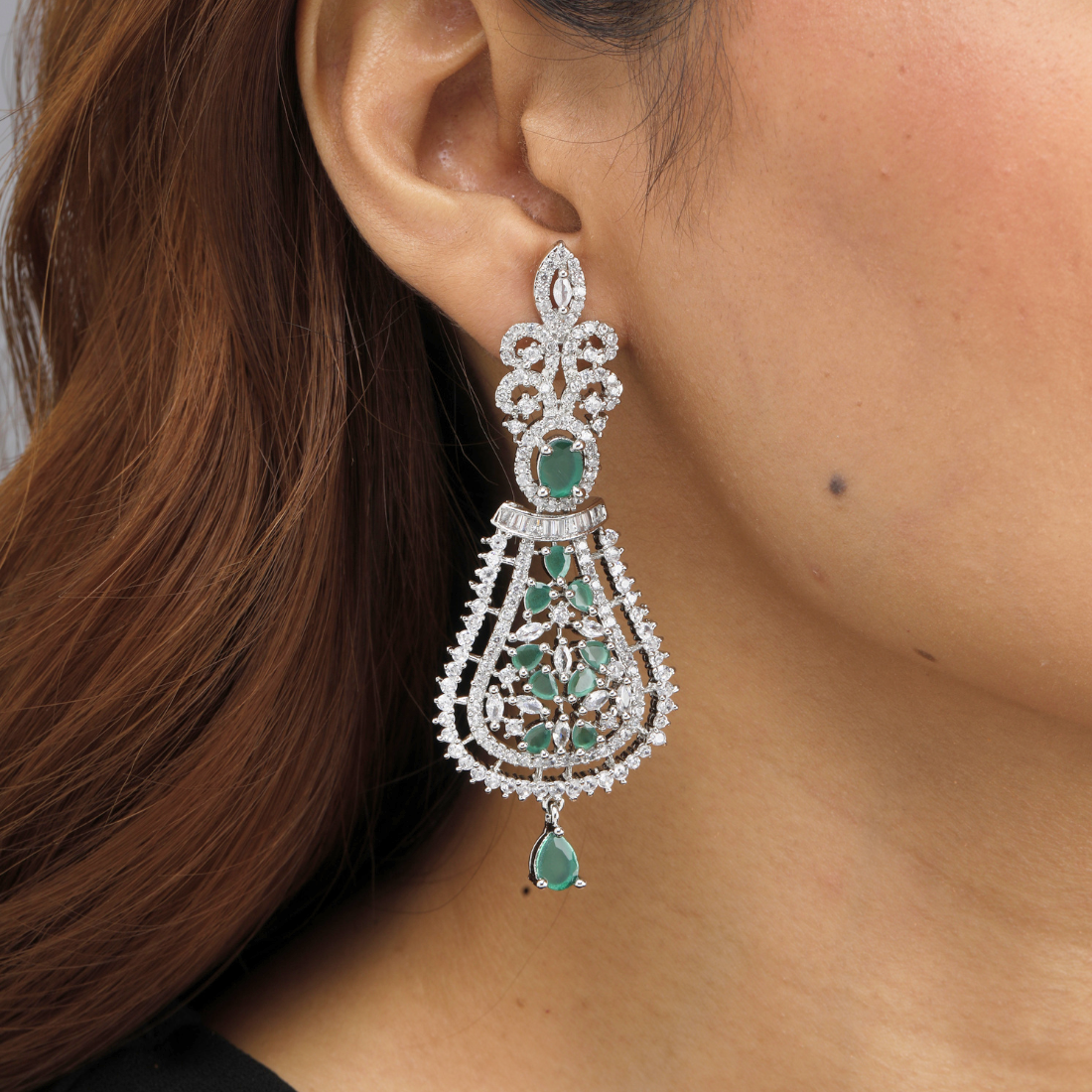 Majestic Grace Emerald Drop Earrings