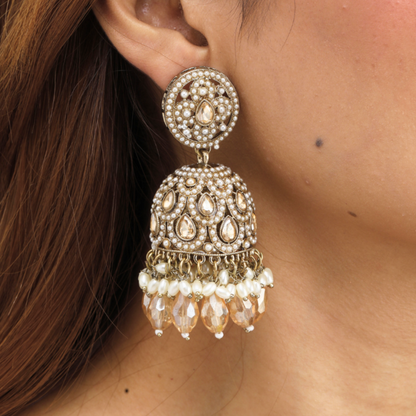 Aarya Kundan Pearl Jhumka Earrings